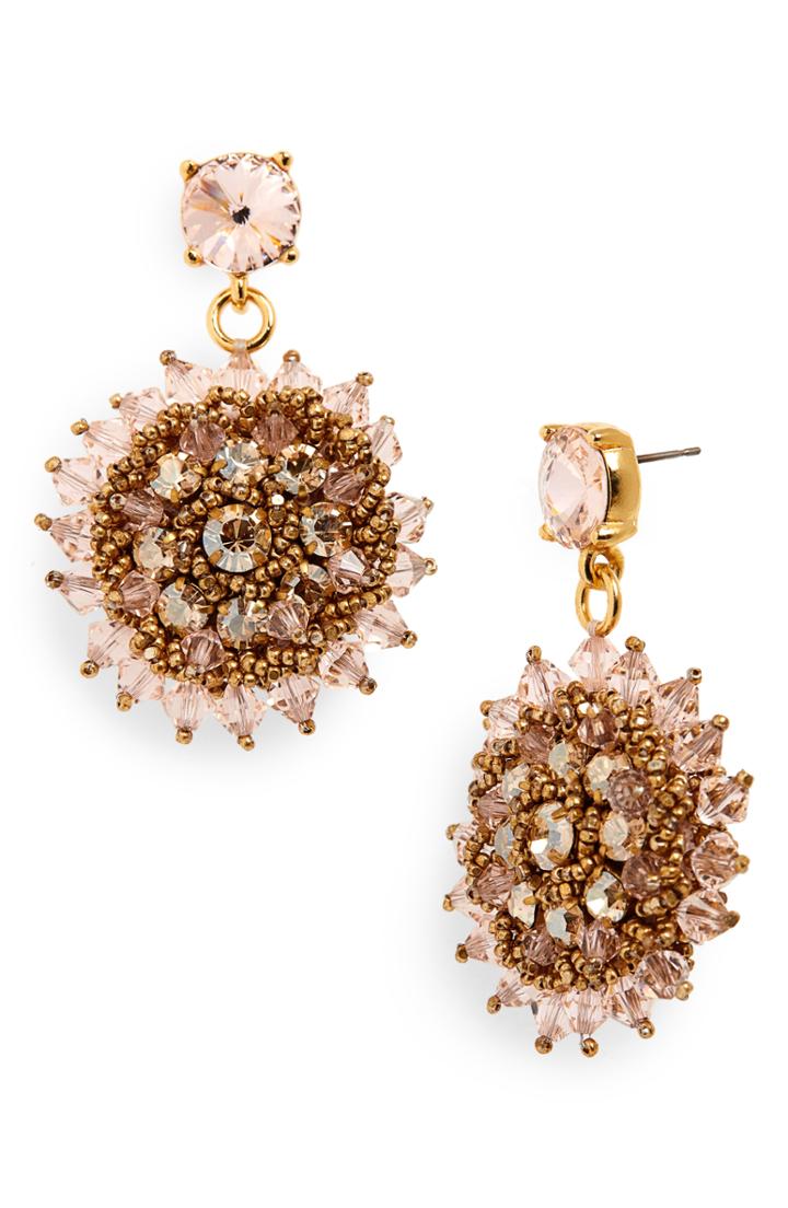 Women's Oscar De La Renta Beaded Crystal Drop Earrings