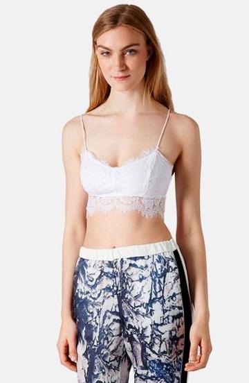 Topshop Lace Mesh Bralette White