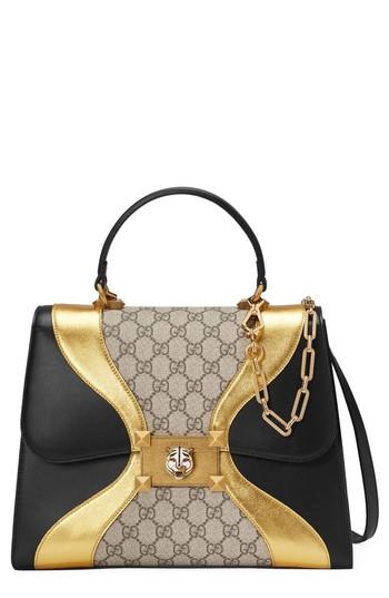 Gucci Osiride Top Handle Gg Supreme & Leather Satchel -