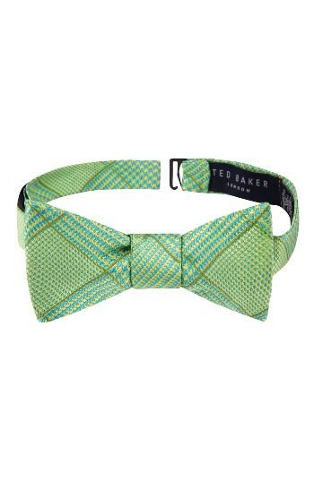 Men's Ted Baker London True Grid Check Silk Bow Tie, Size - Green
