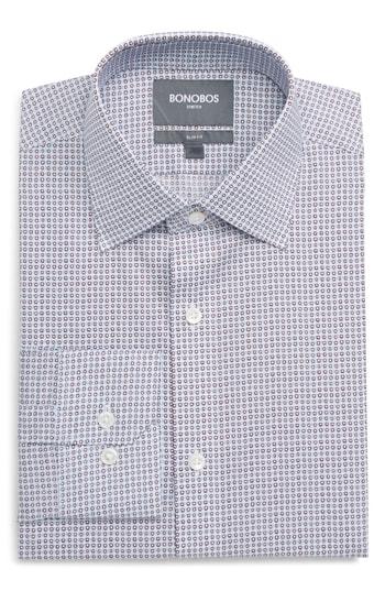 Men's Bonobos Jetsetter Slim Fit Stretch Geometric Dress Shirt .5 32 - Purple