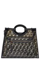 Fendi Medium Runway Logo Transparent Shopper - Black