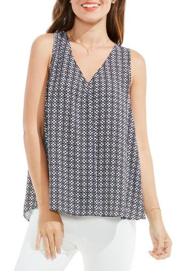 Women's Vince Camuto Villa Tile Drape Front Blouse, Size - Black