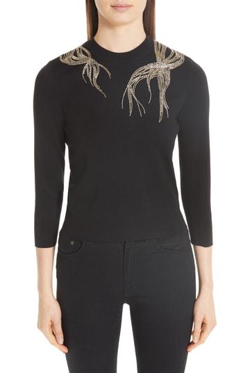 Women's Alexander Mcqueen Embellished Wool Sweater - Black