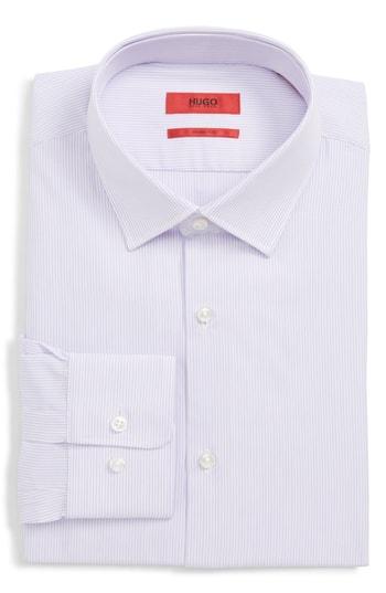 Men's Hugo Mabel Sharp Fit Stripe Dress Shirt .5l - Purple