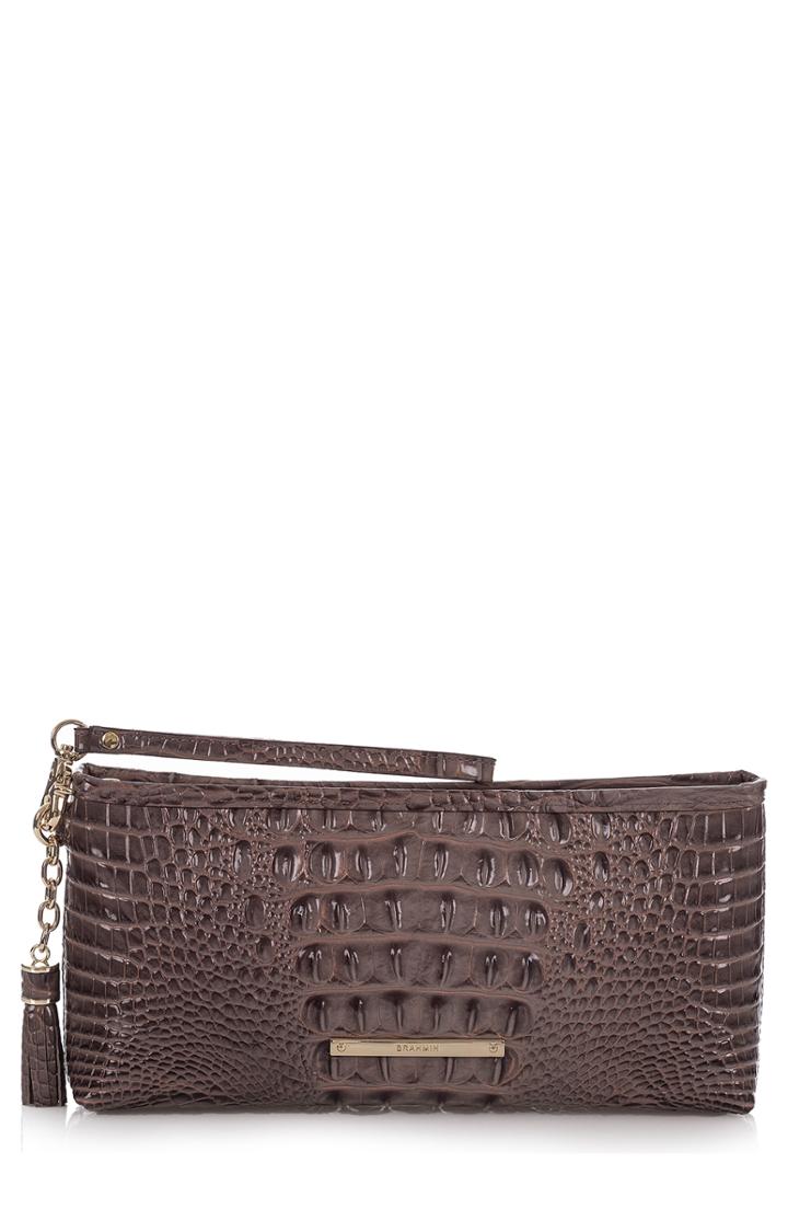 Brahmin Kayla Embossed Leather Clutch - Purple