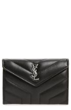 Women's Saint Laurent Small Loulou Matelasse Leather Wallet -