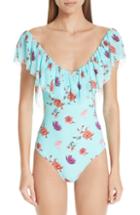 Women's Fuzzi Ruffle Tulle One-piece Swimsuit Us / 40 It - Blue