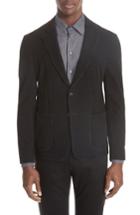 Men's Emporio Armani Trim Fit Stretch Houndstooth Sport Coat Us / 50 Eu R - Black