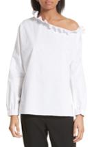 Women's Tibi Satin Poplin One-shoulder Blouse - White