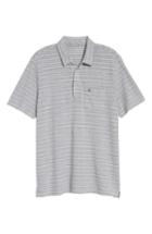 Men's Vineyard Vines Striped Linen & Cotton Polo, Size - Grey