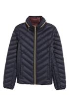 Women's Michael Michael Kors Chevron Quilted Packable Down Puffer Jacket With Stowaway Hood - Blue