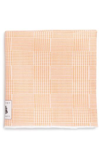 Men's Robert Talbott Plaid Linen Pocket Square, Size - Orange