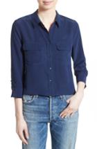 Women's Equipment 'signature' Crop Three Quarter Sleeve Shirt - Blue