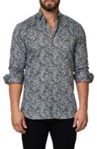 Men's Maceoo Trim Fit Paisley Print Sport Shirt (l) - Black