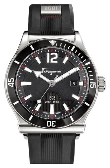 Men's Salvatore Ferragamo '1898 Sport' Rubber Strap Watch, 43mm