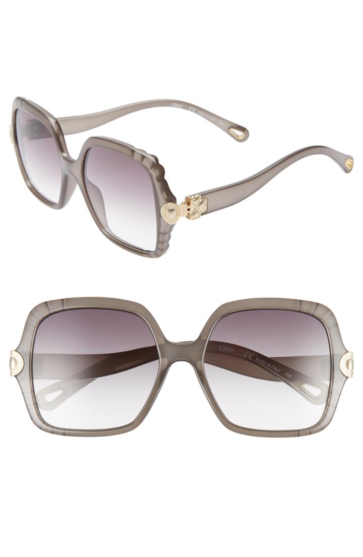 Women's Chloe Vera 55mm Square Sunglasses - Dark Grey