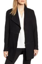 Women's Anne Klein Wing Collar Zip Detail Wool Blend Jacket, Size - Beige
