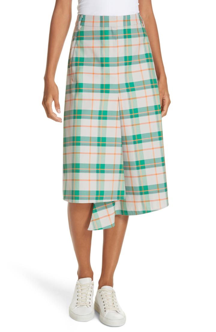 Women's Tibi Hani Plaid Midi Skirt - Red