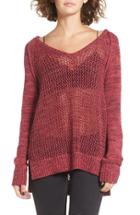 Women's Roxy Open Knit Cotton Pullover - Pink