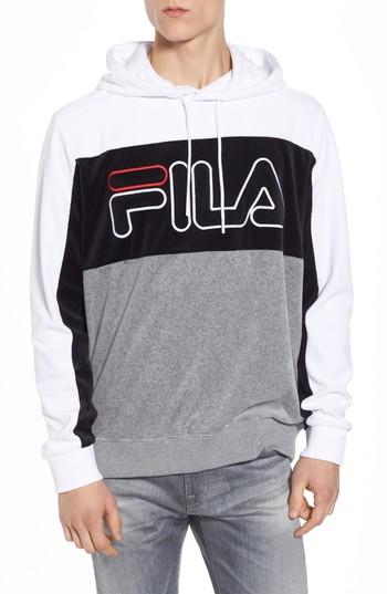 Men's Fila Baggio Velour Hoodie, Size - White