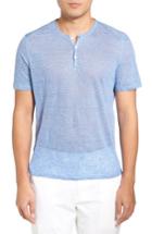 Men's Zachary Prell Carpel Stripe Linen Knit Henley, Size - Blue