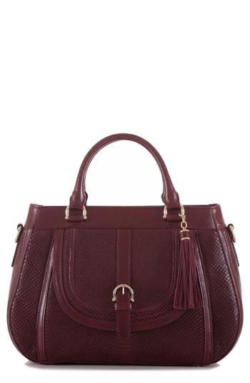 Brahmin Raelynn Embossed Leather Satchel - Burgundy
