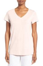 Women's Eileen Fisher Organic Cotton V-neck Tee, Size - Coral