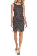 Petite Women's Pisarro Nights Beaded Lace Sheath Dress P - Brown