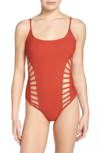 Women's Red Carter Cutout One-piece Swimsuit - Red