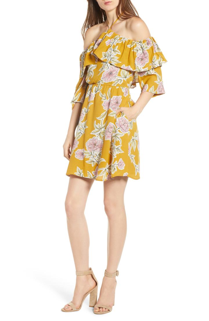 Women's Cupcakes And Cashmere Fonda Cold Shoulder Halter Dress