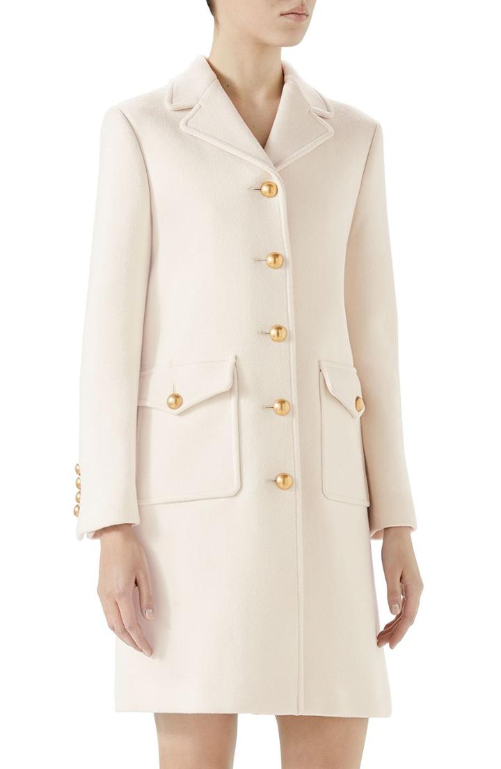 Women's Gucci Gg Wool Coat Us / 42 It - Ivory