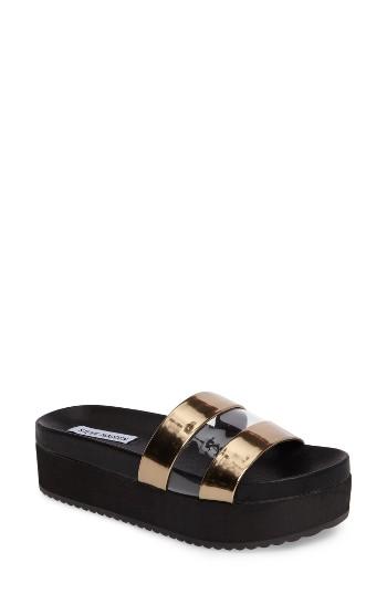 Women's Steve Madden Justine Platform Slide Sandal .5 M - Metallic