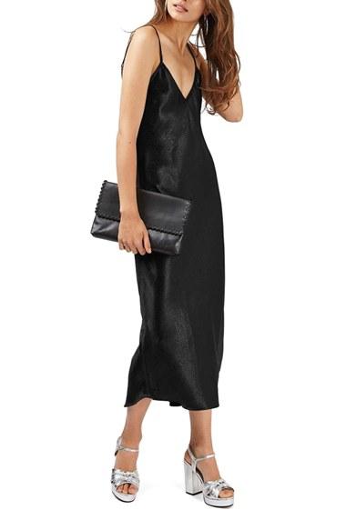 Women's Topshop Cross Strap Metallic Maxi Slipdress