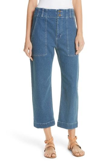 Women's Apiece Apart Liv Crop Straight Leg Jeans - Blue