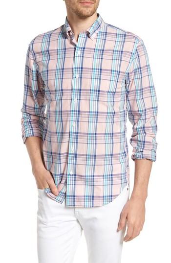 Men's Bonobos Slim Fit Summerweight Plaid Sport Shirt R - Pink