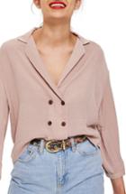 Women's Topshop Taylor Button Down Blouse Us (fits Like 2-4) - Pink