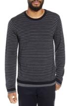 Men's Vince Striped Double Layer Merino Wool Sweater - Grey