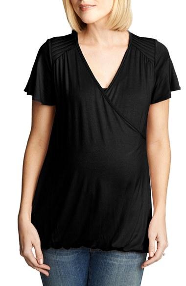 Women's Maternal America Flutter Sleeve Nursing Top - Black