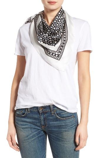 Women's Kate Spade New York Floral Tile Silk Square Scarf, Size - Black