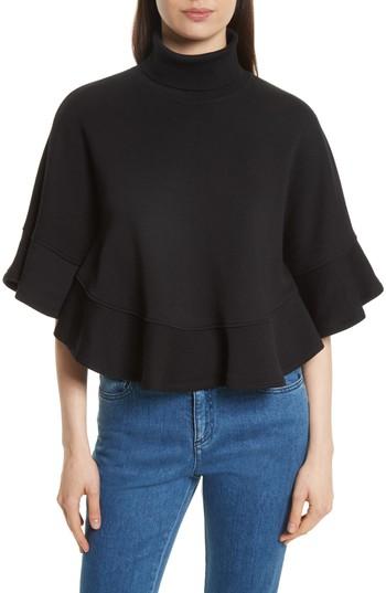 Women's See By Chloe Ruffle Trim Top - Black