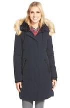 Women's Vince Camuto Down & Feather Fill Parka With Faux Fur Trim - Blue
