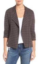 Women's Caslon Stripe Moto Jacket - Grey
