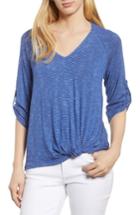 Women's Gibson Tab Sleeve Knot Waist Top - Blue