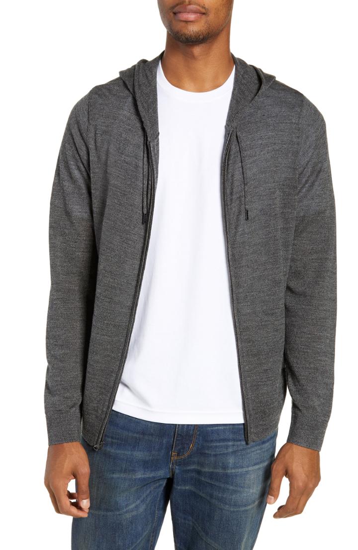 Men's Nordstrom Men's Shop Zip Knit Hoodie - Grey