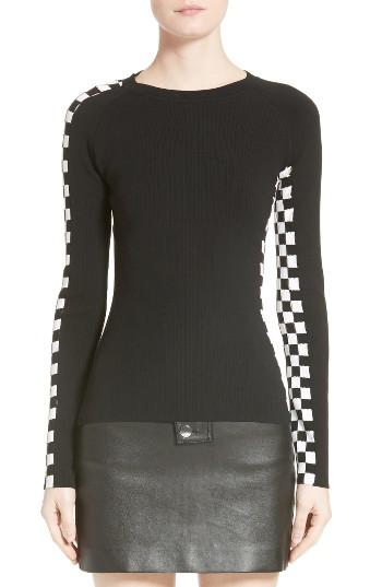 Women's Alexander Wang Intarsia Check Knit Sweater - Black