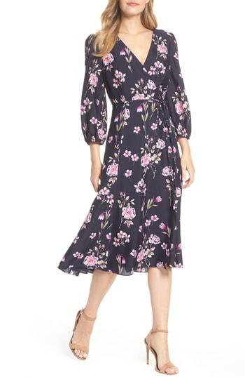 Women's Eliza J Floral Print Wrap Dress - Blue