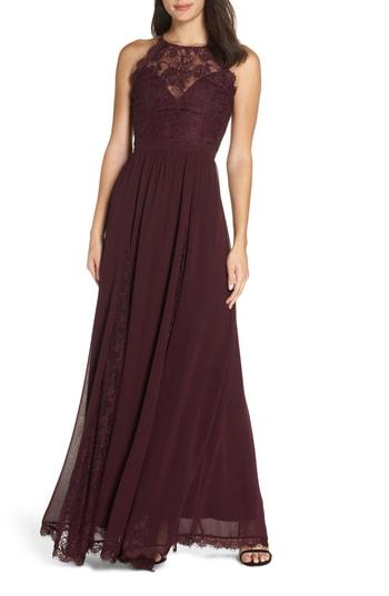 Women's Heartloom Dakota Sleeveless Lace Trim Gown - Red