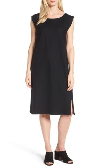 Women's Eileen Fisher Wool Jersey Shift Dress, Size - Black