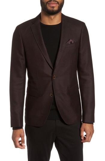 Men's Sand Trim Fit Wool Sport Coat R Eu - Red